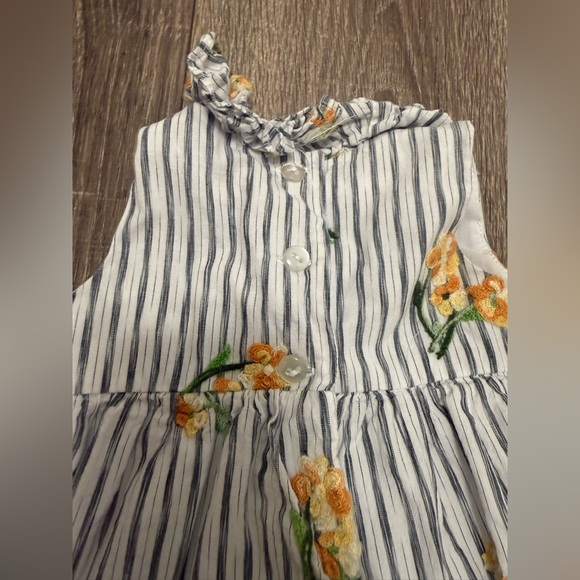 Bonnie Baby Girls Embroidered Floral Striped Easter Dress Size 12 Months - Picture 5 of 5